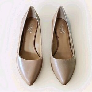 Franco Sarto Frankie's Women's Leather Tan Beige Wedge Heels Size 9.5M